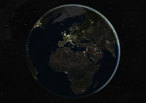 Globo centrado en Europa y África, imagen satelital en color verdadero de Unknown